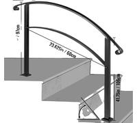 VEVOR Main courante en fer forgé, matériau durable, design élégant, noir 3Ft