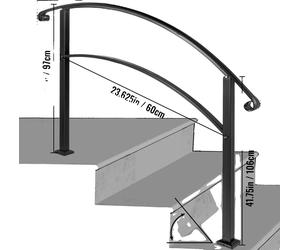 VEVOR Main courante en fer forgé, matériau durable, design élégant, noir 3Ft