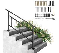 VEVOR Main Courante Escalier Fer Forgé Rampe Escalier 1-4 Marches Garde-Corps Extérieur 83,5x172,5 cm Rambarde Réglable 0-50° avec Barres Kit Installation pour Marches Béton 67,8 cm de Balcons Jardin