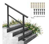 VEVOR Main Courante pour Escalier Noir, Balustrade Garde Corps Terrasse Rampe Escalier en Alliage d'Aluminium et Fer, Kit Main Courante 121 x 89,5 cm Garnitures de Base Bien Conçues pour Jardin