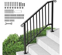 VEVOR Mains courantes extérieures pour 3 à 4 marches, kit de rampe d'escalier stable en acier au carbone avec accessoires de montage, idéal pour les personnes âgées, adapté aux marches en béton, aux v