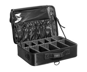 VEVOR Mallette de Maquillage 3 Niveaux Boîte de Rangement Transport Pratique avec Poignées, Sangle, Trousse Maquillage Professionnelle Imperméable Oxford Cadeau de Maquillage pour Femmes Filles, Noir