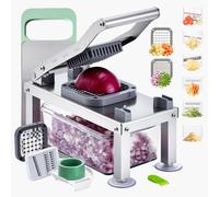 VEVOR Mandoline Cuisine Hachoir à Légumes Coupe Légumes Tout-en-un avec 8 Lames en Acier Inoxydable et Récipient, Râpe à Fromage, Coupe Oignons et Pommes de Terre, Gadgets de Cuisine Hachage Rapide