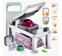 VEVOR Mandoline Cuisine Hachoir à Légumes Coupe Légumes Tout-en-un avec 8 Lames en Acier Inoxydable et Récipient, Râpe à Fromage, Coupe Oignons et Pommes de Terre, Gadgets de Cuisine Hachage Rapide