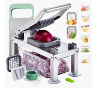 VEVOR Mandoline Cuisine Hachoir à Légumes Coupe Légumes Tout-en-un avec 8 Lames en Acier Inoxydable et Récipient, Râpe à Fromage, Coupe Oignons et Pommes de Terre, Gadgets de Cuisine Hachage Rapide