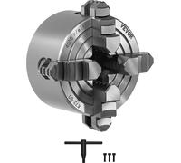 VEVOR Mandrin à 4 mors, 80 mm, à centrage automatique, plage de serrage 5-80 mm avec vis de fixation n T, mors réversibles, matériau HT300, pour tour à bois et à métaux