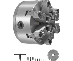 VEVOR Mandrin à 6 mors 160 mm Mandrin à centrage automatique Plage de serrage 3-145 mm HT300 Matériau pour tour à bois métal