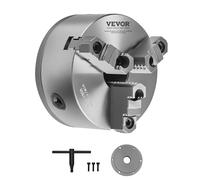 VEVOR Mandrin de Tour à 3 Mâchoires, 160 mm, Mandrin Auto-centrage avec Plaque Support Adaptateur Filetée, Plage de Serrage 3-145 mm, en Fonte HT300, avec Vis n T, pour Tours à Bois et Métal