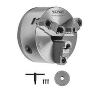 VEVOR Mandrin de Tour à 3 Mâchoires, 160 mm, Mandrin Auto-centrage avec Plaque Support Adaptateur Filetée, Plage de Serrage 3-145 mm, en Fonte HT300, avec Vis n T, pour Tours à Bois et Métal
