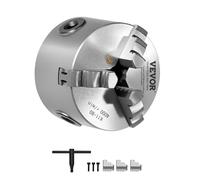 VEVOR Mandrin de Tour à 3 Mâchoires, 80 mm, Mandrin Auto-centrage Mors Réversibles, en Fonte HT300, Plage de Serrage 2-63 mm, avec n T, Serrage Interne et Externe, pour Tours à Bois et Métal