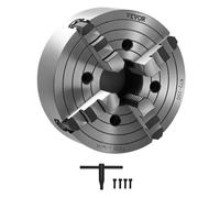 VEVOR Mandrin de Tour à 4 Mâchoires, 250 mm, Mandrin 4 Mors Indépendants Réversibles, en Fonte HT300, Plage de Serrage 15-250 mm, avec Clé en T, Serrage Interne et Externe, pour Tours à Bois et Métal