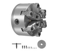 VEVOR Mandrin de Tour à 6 Mâchoires, 160 mm, Mandrin Auto-centrage avec Plaque Support Adaptateur à Came, Plage de Serrage 3-160 mm, en Fonte HT300, avec Vis n T, pour Tours à Bois et Métal