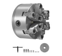 VEVOR Mandrin de Tour à 6 Mâchoires, 160 mm, Mandrin Auto-centrage avec Plaque Support Adaptateur à Came, Plage de Serrage 3-160 mm, en Fonte HT300, avec Vis Clé en T, pour Tours à Bois et Métal