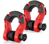 Manille anneau D 19mm, 2pcs, acier allié, résistance 30t, rouge, récupération