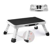 VEVOR Marchepied Pliable 1 Marche en Acier Antidérapant pour Salle Bain Capacité 150kg Blanc et Noir