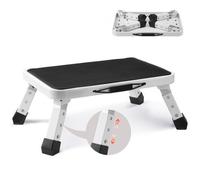 VEVOR Marchepied Pliable Capacité 150 kg Marche Pied à 1 Marche en Acier 3 Hauteurs Réglables Tabouret Antidérapant Portable pour Tout-petits, Adultes, Bureau, Camping-cars, Salles de Bains, Maison