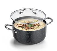 VEVOR Marmite en Aluminium 5,7 L, Faitout avec Couvercle en Verre, Compatible avec Cuisinière à Gaz ou Électrique Plaque à Induction, Bouillons Pâtes Pot-au-Feu Traiteur Cuisine, sans PFOA ni PFAS