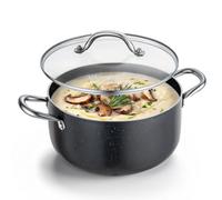 VEVOR Marmite en Aluminium 5,7 L, Faitout avec Couvercle en Verre, Compatible avec Cuisinière à Gaz ou Électrique Plaque à Induction, Bouillons Pâtes Pot-au-Feu Traiteur Cuisine, sans PFOA ni PFAS