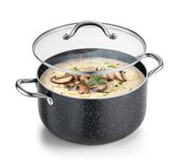 VEVOR Marmite en Aluminium 7,6 L, Faitout avec Couvercle en Verre, Compatible avec Cuisinière à Gaz ou Électrique Plaque à Induction, Bouillons Pâtes Pot-au-Feu Traiteur Cuisine, sans PFOA ni PFAS
