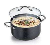 VEVOR Marmite en Aluminium 7,6 L, Faitout avec Couvercle en Verre, Compatible avec Cuisinière à Gaz ou Électrique Plaque à Induction, Bouillons Pâtes Pot-au-Feu Traiteur Cuisine, sans PFOA ni PFAS