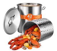 VEVOR Marmite Traiteur 39,7 L Faitout avec Couvercle Diamètre 35 cm Hauteur 41 cm Grand Pot en Acier Inoxydable avec Poignée et Passoire Flamme Nue pour Cuisine Événement Commercial Restaurant