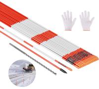 VEVOR Marqueurs d'Allée Lot de 200 Piquets à Neige 8 x 1220 mm Fibre de Verre Réflecteurs Grande Visibilité Bande Réfléchissante, avec Foret en Acier 30 cm, Gants de Protection, pour Parkings, Allées
