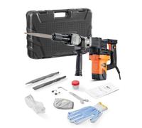 VEVOR Marteau de Démolition 1400 W Marteau-Piqueur 19 J 2900 BPM Marteau Perforateur avec 2 Burins Remplaçables Poignée Rotative 360° Anti-Vibration Brise-Béton pour Burinage Construction Plomberie