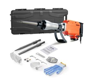 VEVOR Marteau de Démolition 2200 W Marteau-Piqueur 66 J 1350 BPM Marteau Perforateur avec 2 Burins Remplaçables Poignée Rotative 360° Anti-Vibration Brise-Béton pour Burinage Construction Plomberie