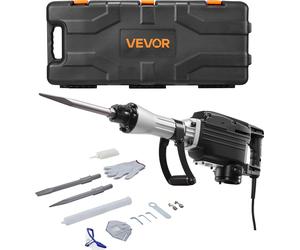 VEVOR Marteau de démolition Marteau à béton électrique 2800 W, 1200 BPM Marteau pneumatique avec burin pointu & burin plat & coffret de transport & gants & lunettes de protection, pour béton murs briq