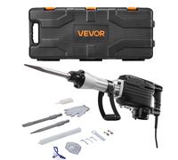 VEVOR Marteau Piqueur de Démolition 2800 W, Burineur Électrique 1200 BPM, Brise-béton avec 2 Burins, Mallette de Transport, Gants, Lunettes de Protection, pour Burinage Construction Destruction
