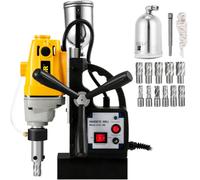 VEVOR Perceuse Magnétique 1100W Kit Carotteuse Magnétique avec Fraises Annulaires 11PCS Perceuse Electromagnétique Diamètre 40mm Profondeur 125mm Système De Forage Magnétique Électro-Aimant