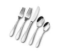 VEVOR Ménagère 30 pièces, couverts en acier inoxydable de qualité alimentaire, finition polie miroir, lavables au lave-vaisselle, avec couteau, fourchette, cuillère, pour cuisine, maison, 6 personnes