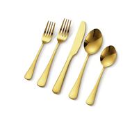 VEVOR Ménagère 60 pièces, couverts en acier inoxydable de qualité alimentaire, finition miroir, lavables au lave-vaisselle, avec couteau, fourchette, cuillère, pour cuisine, maison, 12 personnes, or