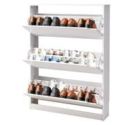 VEVOR Meuble à chaussures avec 3 tiroirs rabattables, armoire de rangement à chaussures moderne avec système anti-basculement, organiseur autonome pour entrée, couloir, chambre, salon, placard, blanc