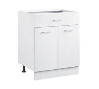 VEVOR Meuble Bas Cuisine avec Tiroirs, Placard de Cuisine Non Assemblée, Armoire de Base Prête à Assembler 60x47,7x81,6 cm, avec Glissières de Tiroir à Fermeture Douce et Étagère Réglable, Blanc