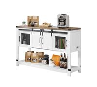 VEVOR Meuble de bar à café, 120 x 39,8 x 83 cm, armoire de bar à café avec rangement à 4 niveaux, table basse avec portes de grange, buffet pour salle à manger, cuisine, entrée, salon, marron et blanc