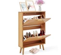 VEVOR Meuble de Rangement à Chaussures avec 2 Abattants Armoire à Chaussures Grande Capacité en Panneau de Particules Range-Chaussures pour Talons Bottes Meuble d'Entrée Couloir Salon 60x17x88 cm