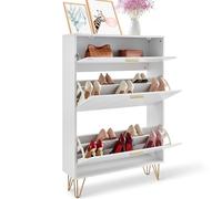 VEVOR Meuble de Rangement à Chaussures avec 3 Abattants Armoire à Chaussures Grande Capacité en Panneau Aggloméré Range-Chaussures pour Talons Bottes Meuble d'Entrée Couloir et Salon 80x24x120 cm