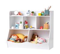 VEVOR Meuble de Rangement pour Enfants 3 Niveaux, Bibliothèque à 5 Cases, Étagère de Rangement en Bois Blanc, Organisateur des Jouets Livres pour Maison Salle de arderie École Maternelle