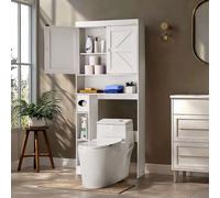 VEVOR Meuble de Rangement WC Hauteur 171,3 cm, Rangement au Dessus des Toilettes ou Machine à Laver, avec Double Porte et Étagère Réglable Ouverte, Armoire de Salle de Bain Gain de Place, Blanc