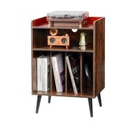 VEVOR Meuble platine vinyles 3 niveaux – avec lumière LED, station de charge USB, 150 albums