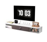 VEVOR Meuble TV flottant, 120 cm, console multimédia murale avec passe-câbles, étagère TV flottante moderne en panneaux de particules avec rangement, pour lecteur DVD, décodeur, console de jeux, blanc