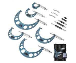 VEVOR Micromètre Extérieur 0-1 pouce 1-2 pouces 2-3 pouces 3-4 pouces 4-5 pouces 5-6 pouces Micromètre Précision 0,0001, 0,0002, 0,0003 pouce pour Machiniste Ingénierie, 6 PCS avec Coffret Protection