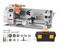 VEVOR Mini Tour à Métaux de Précision 17,8x40,6 cm 150-2500 tr/min Variable en Continu 800 W Moteur Sans Balais Mandrin 3 Mâchoires 100 mm Boîte à Outils pour Usinage Traitement de Pièces de Précision