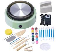 VEVOR Mini Tour de Potier avec Plateau Tournant de 158 mm, Roue de Poterie Électrique à Rotation Avant et Arrière, Vitesse Réglable, avec Outils de Façonnage, pour Cours, Bricolage Domicile, Vert