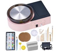 VEVOR Mini Tour de Potier Électrique, Roue de Poterie avec Plateau Tournant 158 mm, Rotation Avant et Arrière, Vitesse Réglable, avec Outils de Façonnage, pour Artisanat, Bricolage à Domicile, Rose