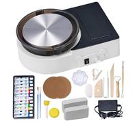 VEVOR Mini Tour de Potier Électrique, Roue de Poterie avec Plateau Tournant de 158 mm, Rotation Avant et Arrière, Vitesse Réglable, avec Outils de Façonnage, pour Artisanat, Bricolage Domicile, Blanc