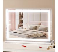 VEVOR Miroir de Maquillage Lumineux, 3 Modes Éclairage de Couleur, Grand Miroir Cosmétique Studio Lumière LED, Miroir Grossissant 5X, Port USB, Contrôle Tactile Intelligent, avec Support, 797x547 mm