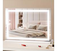 VEVOR Miroir de Maquillage Lumineux, 3 Modes Éclairage de Couleur, Grand Miroir Cosmétique Studio Lumière LED, Miroir Grossissant 5X, Port USB, Contrôle Tactile Intelligent, avec Support, 797x547 mm