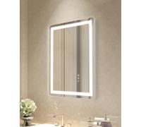 VEVOR Miroir de salle de bain à LED, 50 x 70 cm, miroir de maquillage avec éclairage frontal et rétroéclairé, miroir mural à mémoire antibuée avec lumières, intensité variable en continu à 3 couleurs